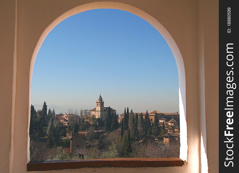 View through a window at the Alhambra