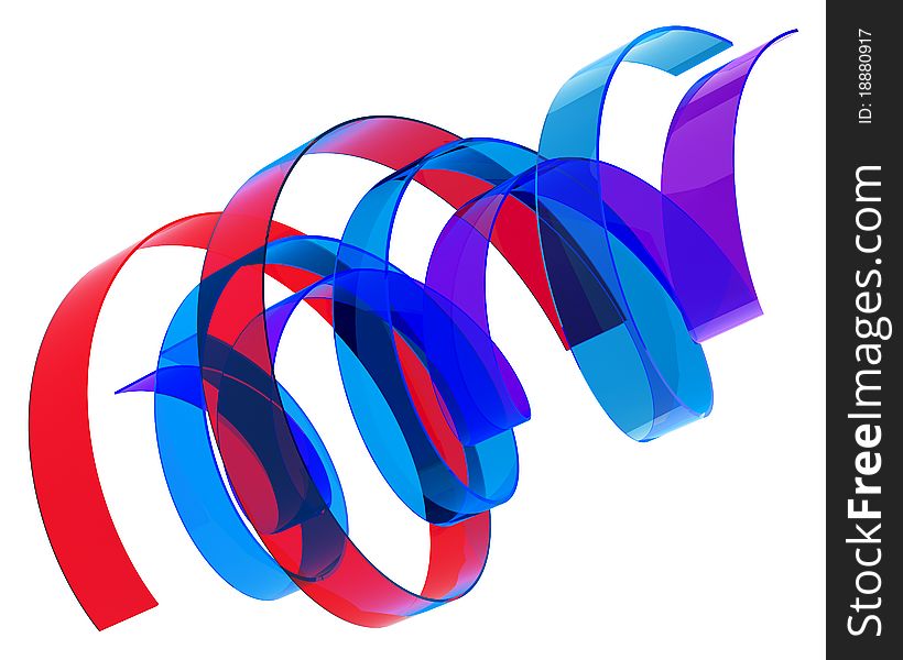Abstract multicolored ribbons isolated over white