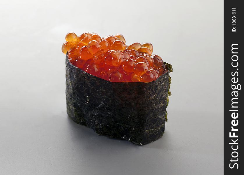 Appetizer fresh sushi with red caviar. Appetizer fresh sushi with red caviar