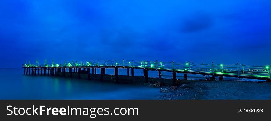 Empty pontoon in the night