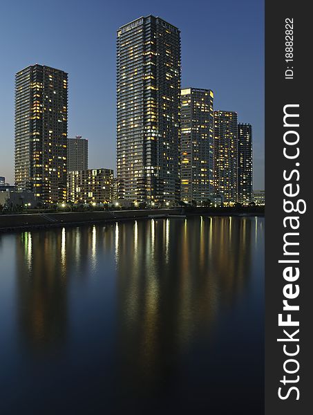 Modern Buildings In Shinonome, Tokyo