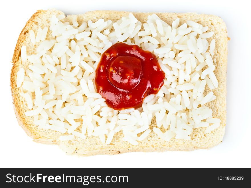 Sandwich with a flag of the Japan. Isolated on a white background
