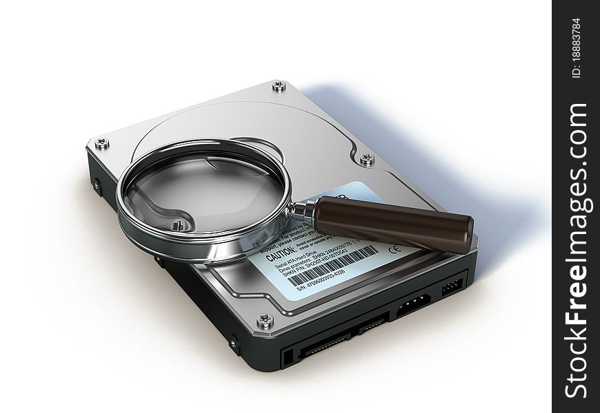 HDD And Magnifying Glass