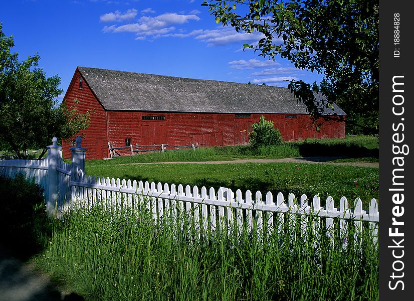 Red Barn In Countryside, New Brunswick