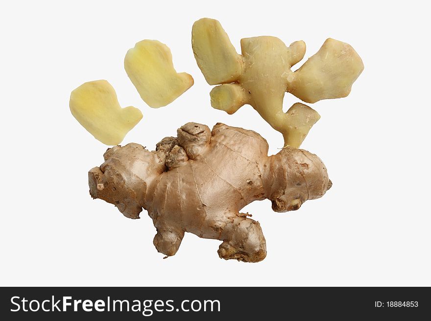 Peel off and un peel off ginger rootstock with slice. Peel off and un peel off ginger rootstock with slice