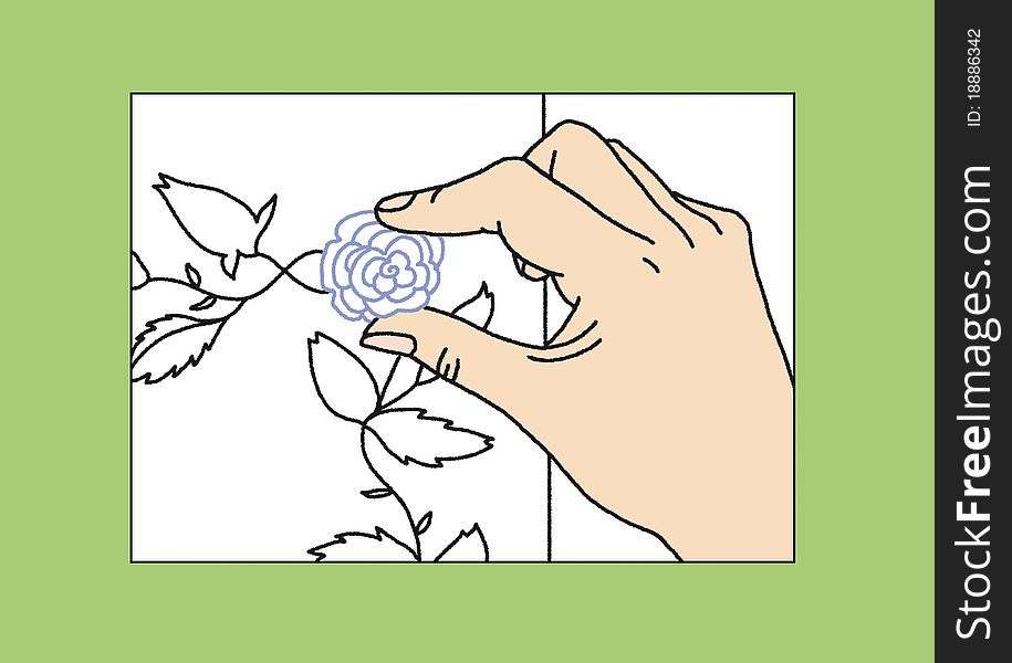 The process of attaching the flower of soft plastic. The process of attaching the flower of soft plastic
