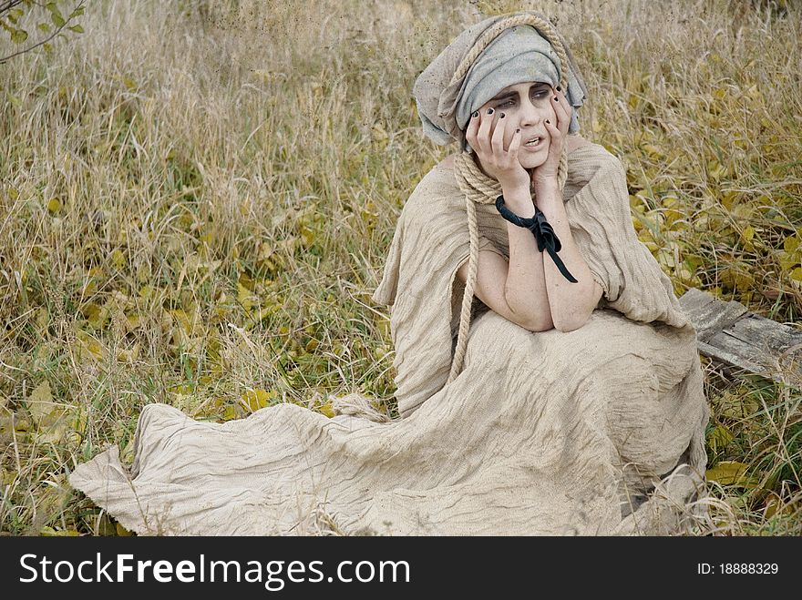 Indian girl alone in the field. Indian girl alone in the field