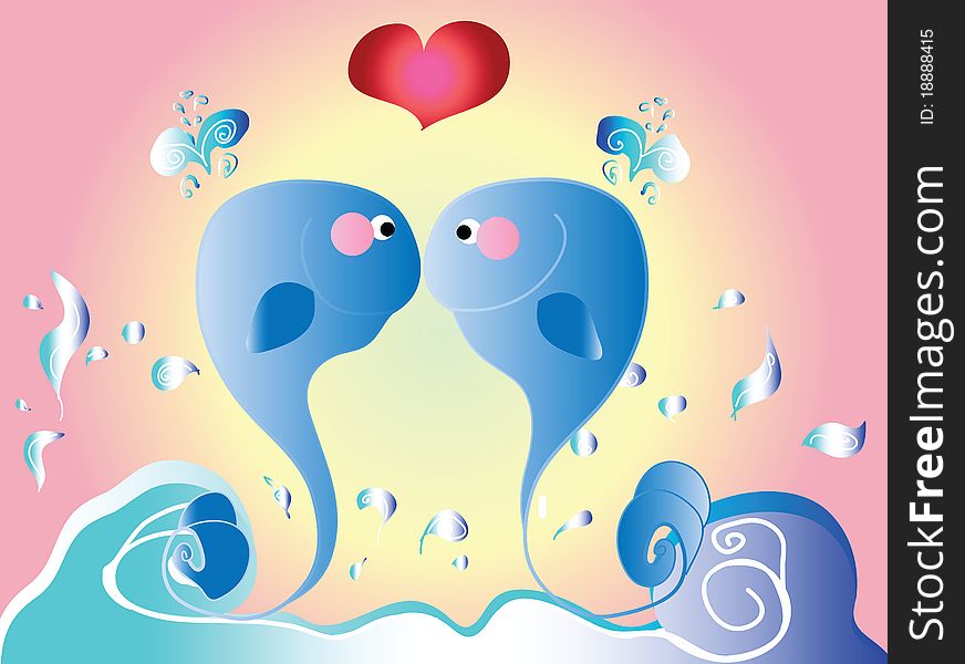 The True Love between two cute dolphins