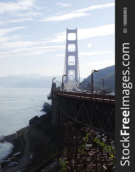 Golden Gate Bridge at Cloud day in San Francisco Bay