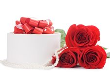 Red Rose With A Box With A Gift Stock Images Red Rose With A Box With A Gift Stock Images