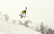 Skier Flip In The Air Royalty Free Stock Photo