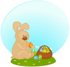 Easter Bunny With Colored Egg. Royalty Free Stock Photo