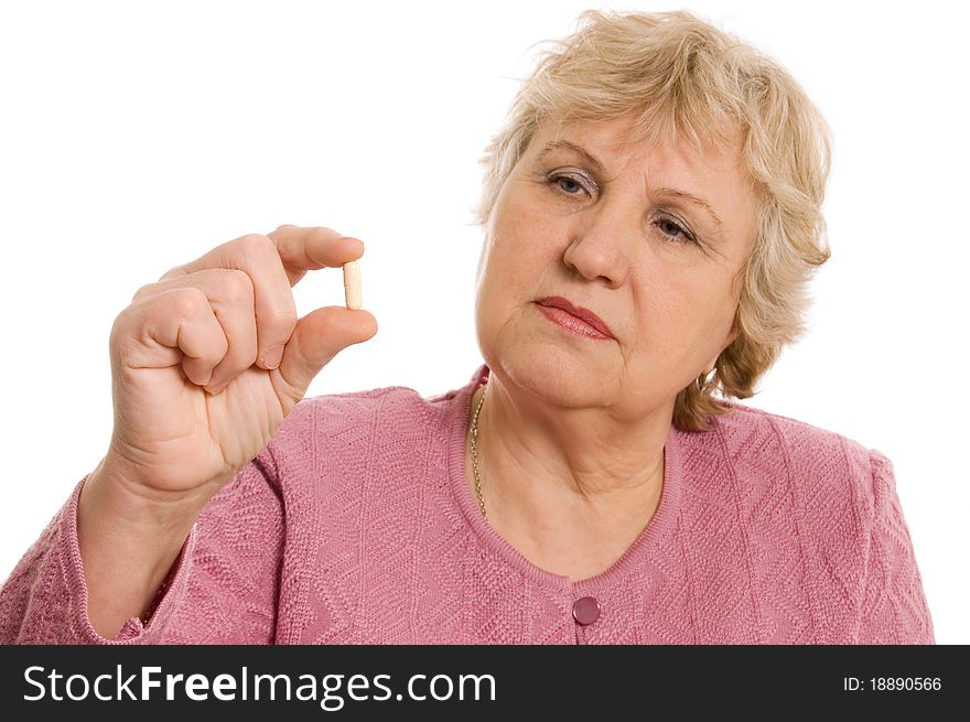 Elderly woman with tablets