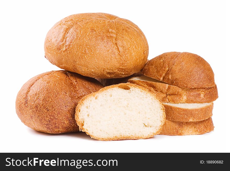 The cut bread isolated on white background