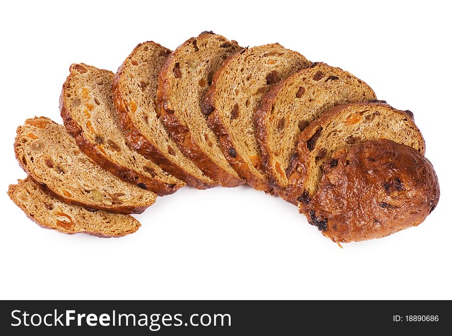 The cut bread isolated on white background