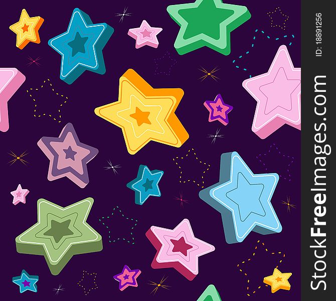 Seamless violet pattern with stars