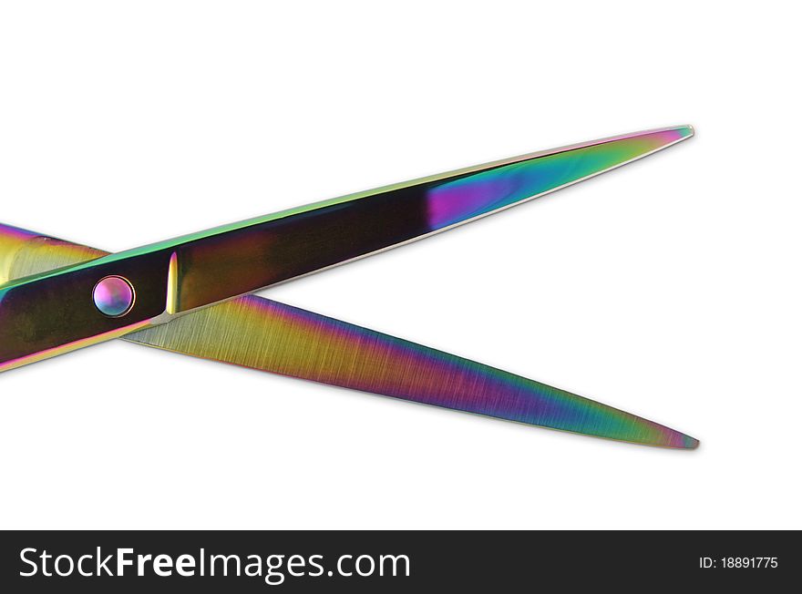 Rainbow colored professional hair cutting shears isolated. Rainbow colored professional hair cutting shears isolated