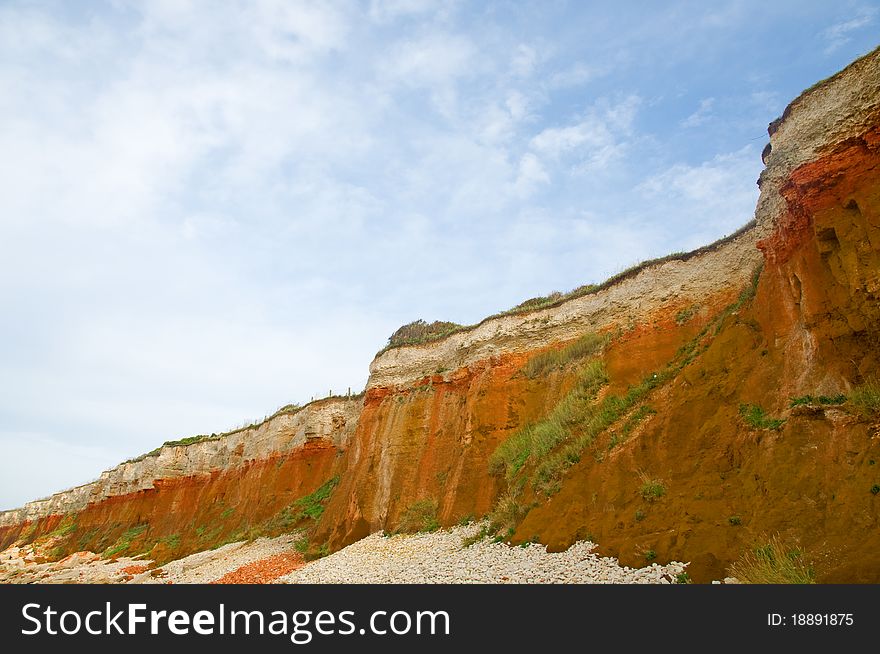 The famous hunstanton cliffs in north norfolk in england. The famous hunstanton cliffs in north norfolk in england