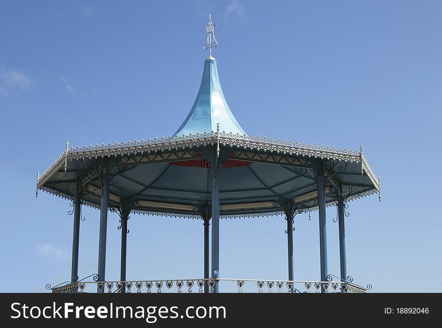Blue 19th century bandstand roof detail