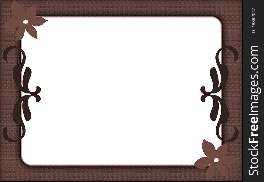 Convex brown frame with flowers and ornaments