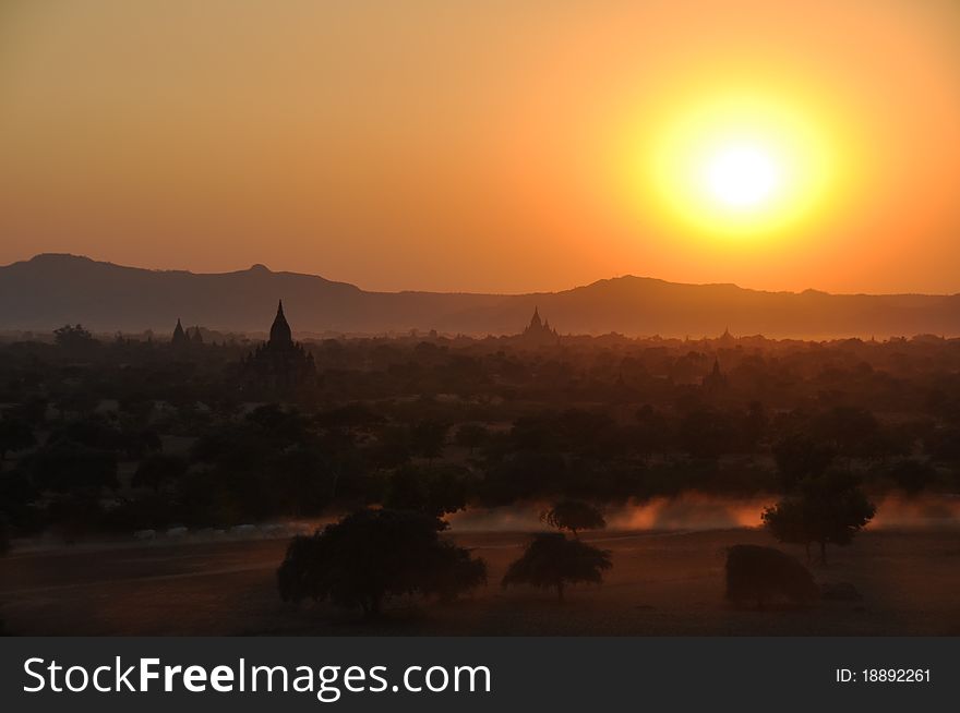 Sunset at Old Bagan in Myanmar. Sunset at Old Bagan in Myanmar