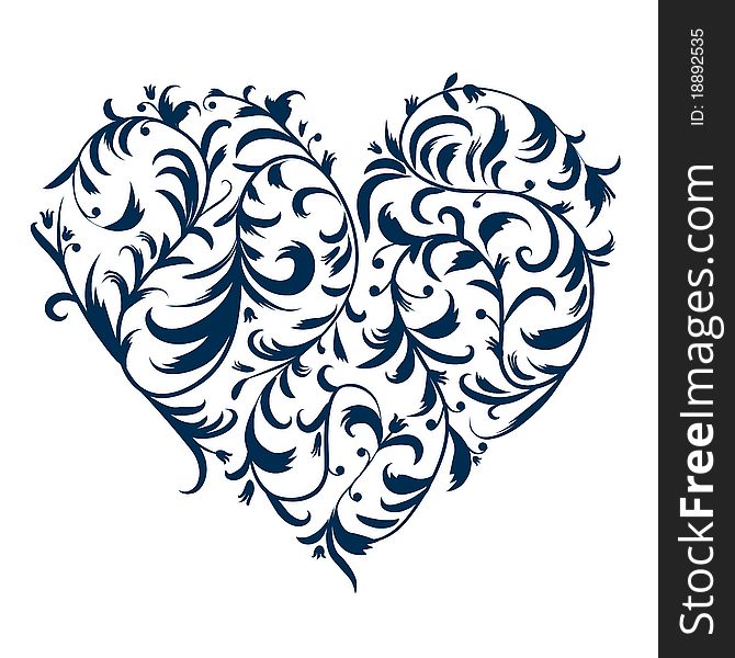 Floral ornament heart shape for your design, vector