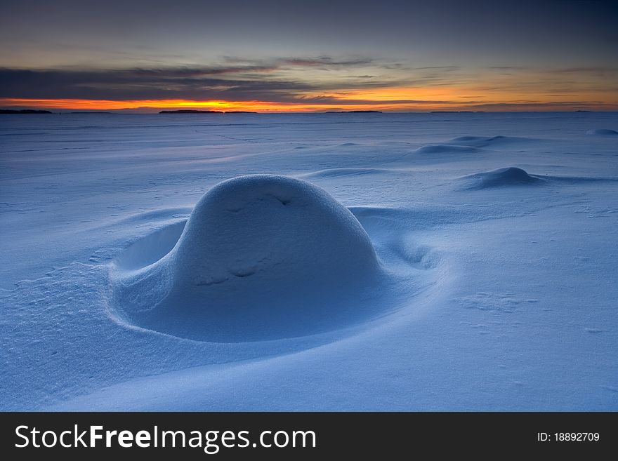 Snowy Morning In The Beach