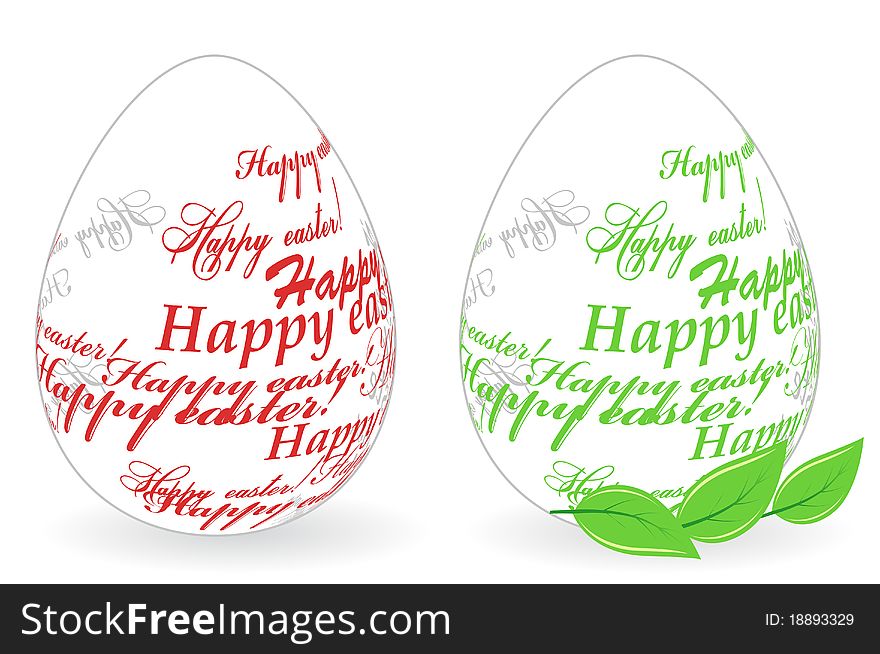 Two easter eggs made of Happy easter phrase