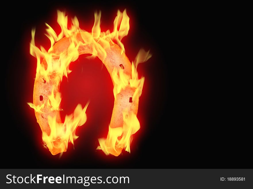 Beautiful fire horseshoe with simple graphic design on it. Perfect place to put text on