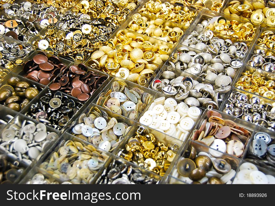 Vintage clothes buttons in market