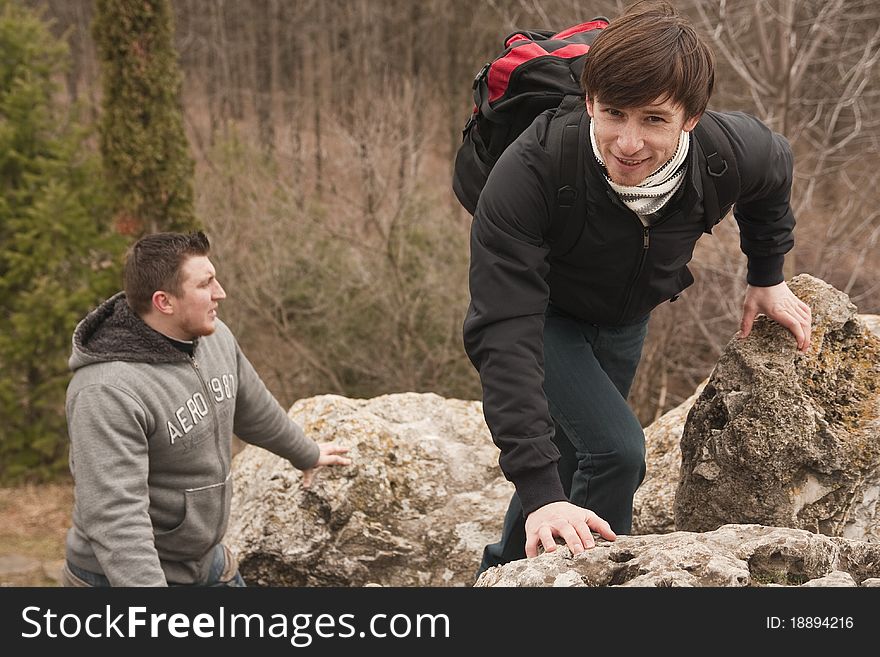 A young team of travellers coming in moldova