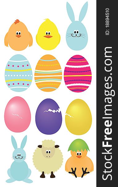 Cute set of colorful easter elements for further design usage. Cute set of colorful easter elements for further design usage