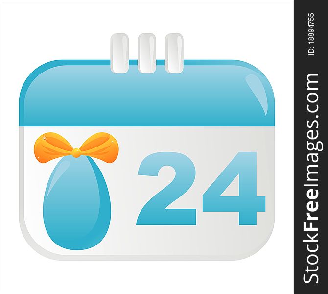 Blue easter calendar icon with egg