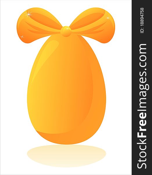 Easter egg with orange bow isolated on white