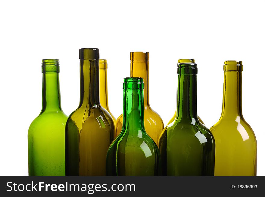 Top Of Empty Green Wine Bottle Isolated