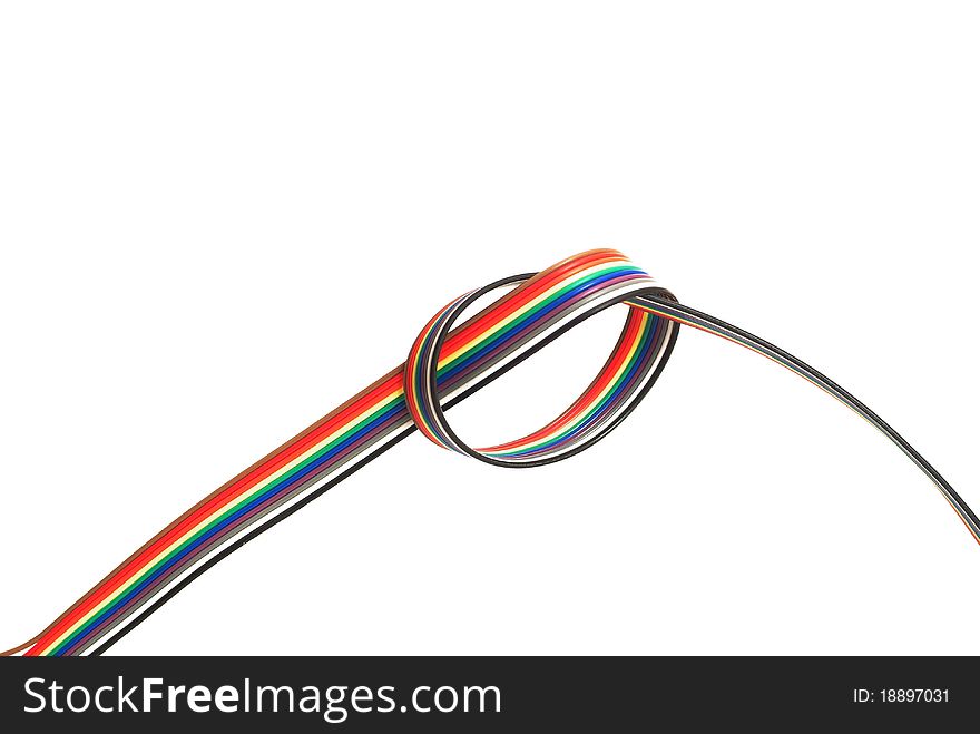 Electric cable on white background