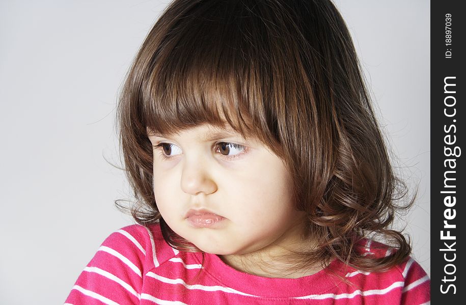 Upset Annoyed Little Girl Portrait