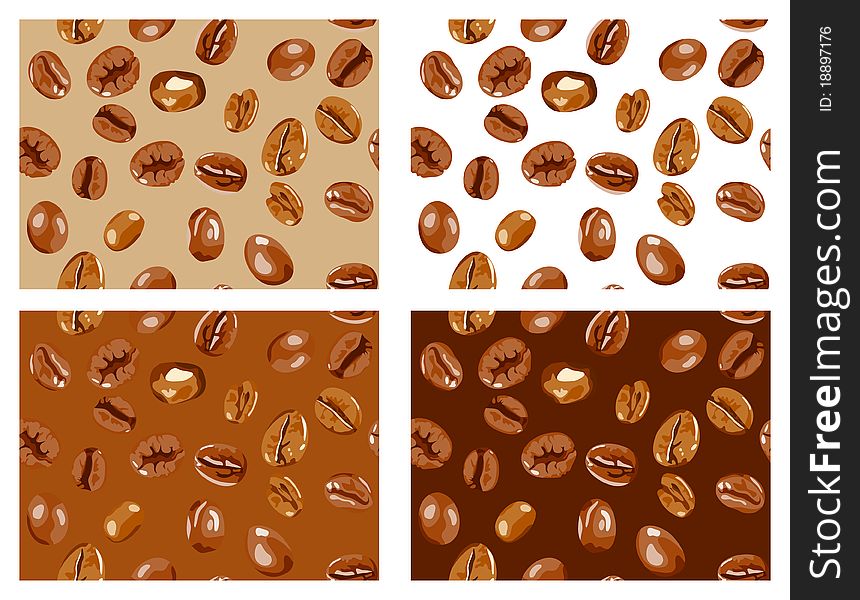 Vector collection of the coffee beans seamless backgrounds