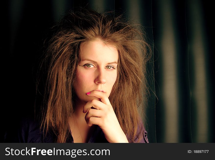 Young woman with volume up hairstyle