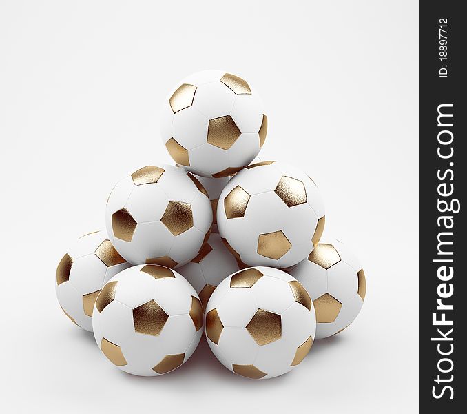 3D soccer balls on white. 3D soccer balls on white