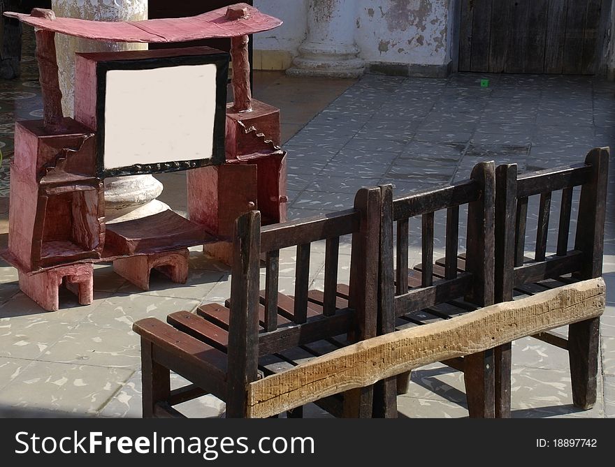 Simple theater place in a kindergarten. Simple theater place in a kindergarten