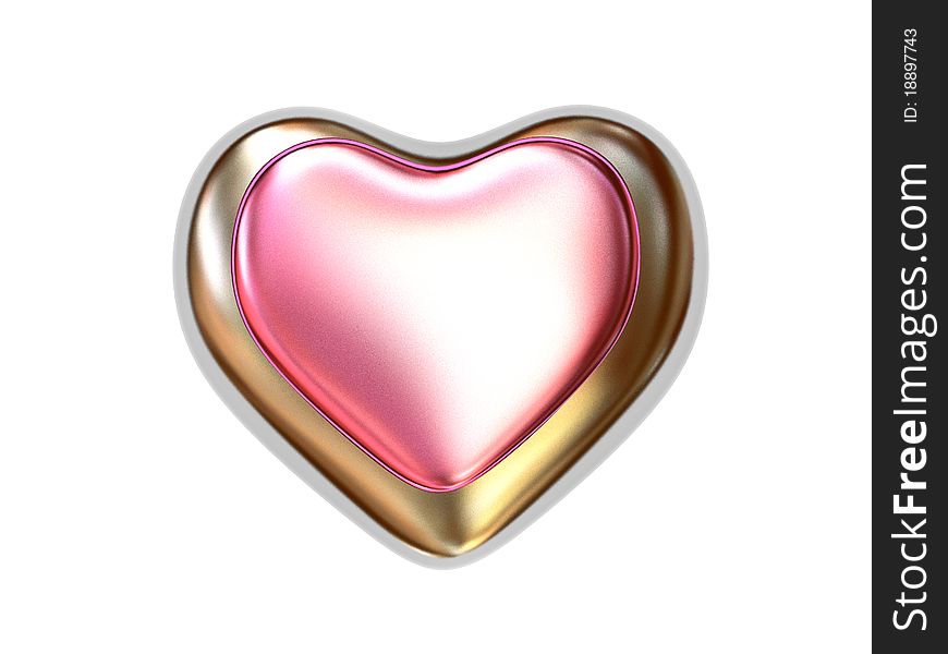 Pink heart on white background