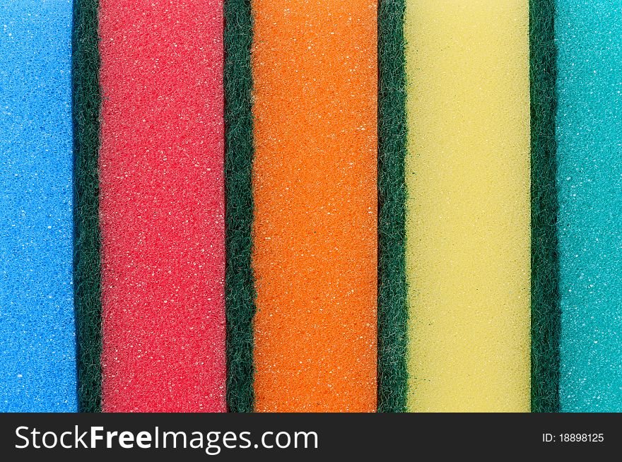 Five multicolour kitchen sponges for ware washing