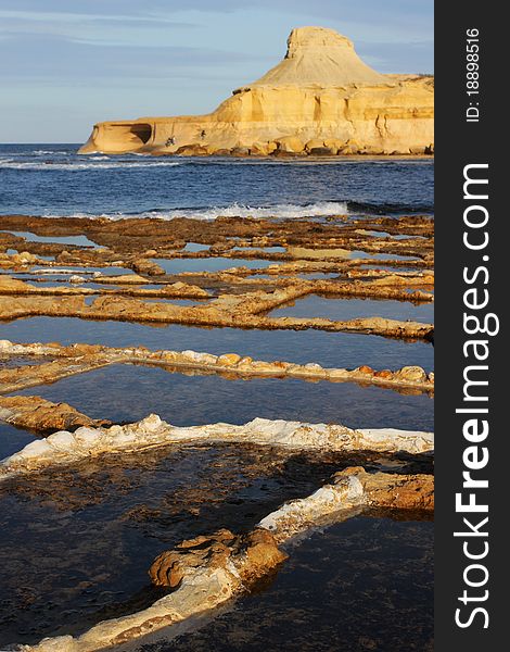 Salt pans on Malta island by the Mediterranean sea. Salt pans on Malta island by the Mediterranean sea