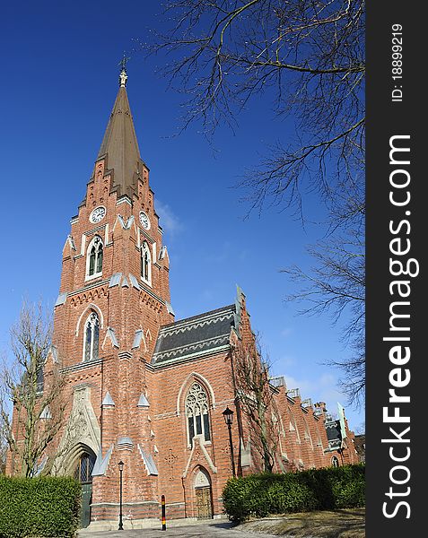 Swedish church in Lund - view from park. Swedish church in Lund - view from park