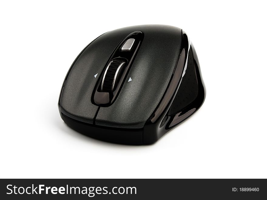 A modern, wireless mouse isolated on white background. A modern, wireless mouse isolated on white background