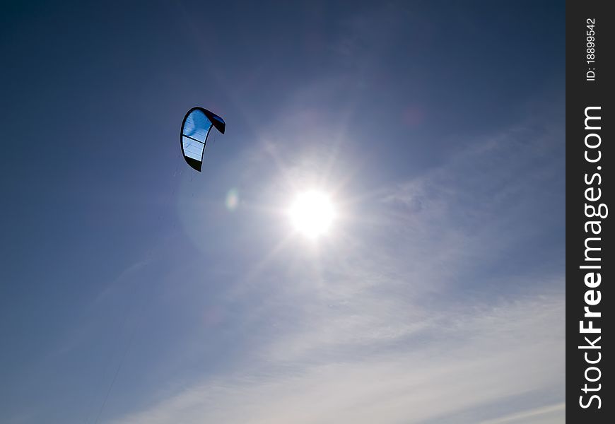 Parachute on the blue sky
