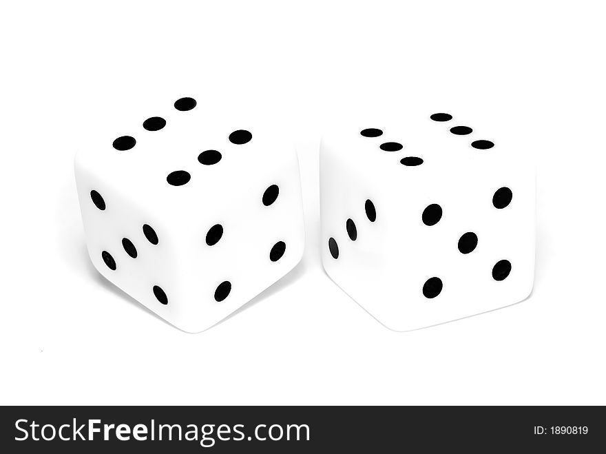 High key winning gambling dices isolated on a white background