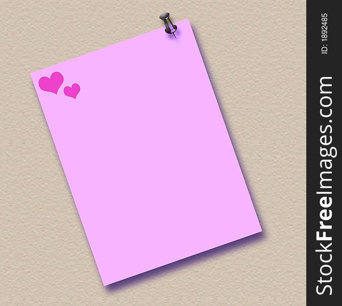 Pink note posted on textured background clip art or poster. Pink note posted on textured background clip art or poster