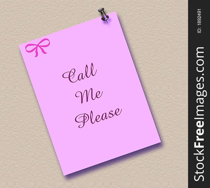 Pink note posted on textured background clip art or poster. Pink note posted on textured background clip art or poster